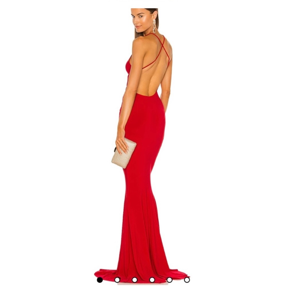 Norma Kamali Red Backless Mermaid Fishtail Gown